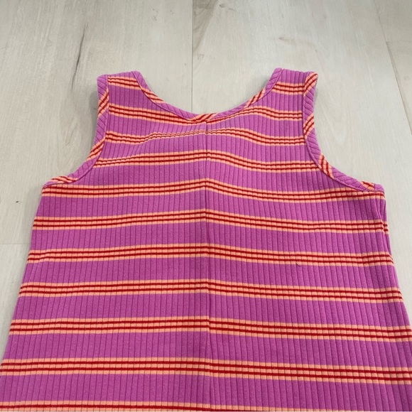 Hanna Andersson Girl's Rib Tank Romper Size 6-7 (120). Pink and Orange Stripes. - Picture 9 of 9